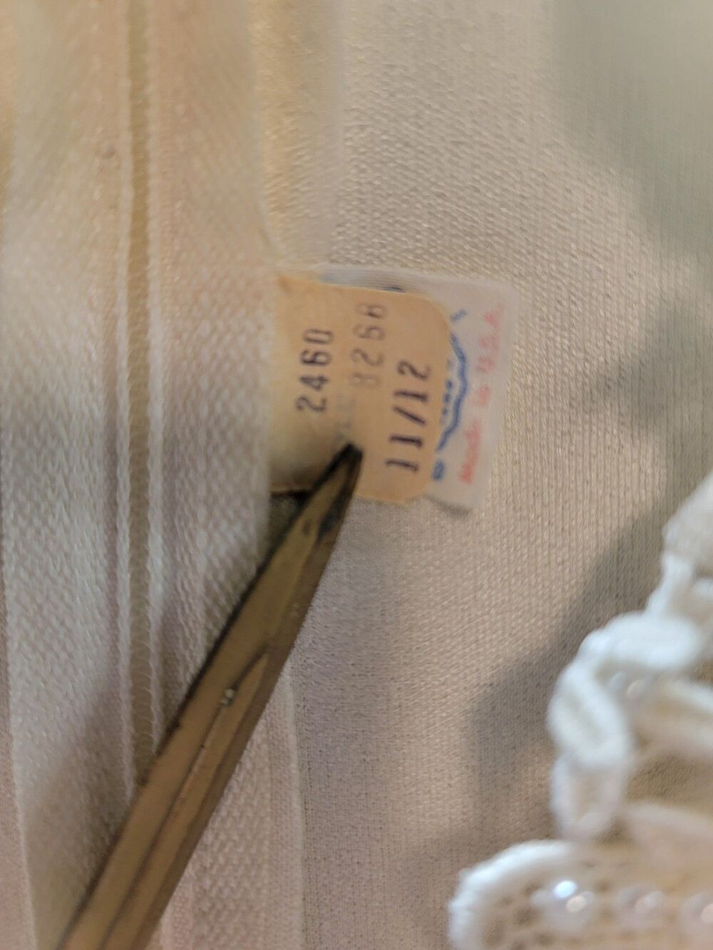 Vtg 70s Ivory Jersey Lace Pleats Renaissance Prairie Maxi Wedding Dress GOWN Hat - Picture 5 of 12